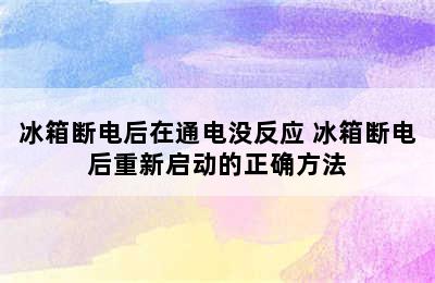 冰箱断电后在通电没反应 冰箱断电后重新启动的正确方法